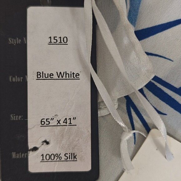 Jenny James Silk Scarf Blue Florals 65"x 41" - Picture 7 of 7